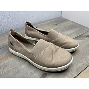 Slip On Loafers Lands' End Women's Size 9B Tan Lt Brown Canvas Casual Shoes